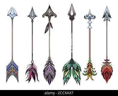 Set of colored boho arrows. Vector element for your creativity Stock Vector