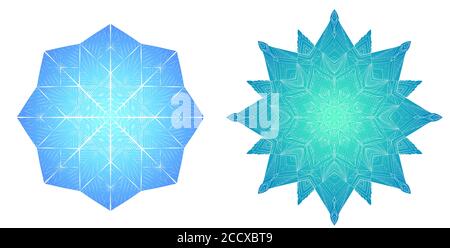 Colored snowflakes from ice. Vector mandalas for invitations, cards and your creativity Stock Vector