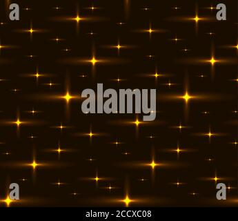 Seamless texture of the night sky with golden stars. Vector pattern for wrapping paper, wallpaper and your creativity Stock Vector