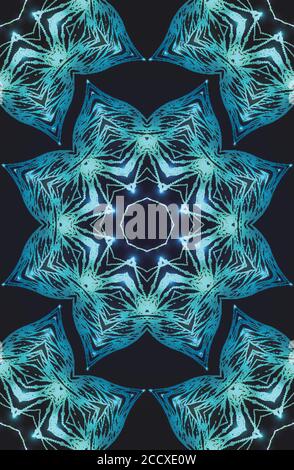 Seamless texture with mandalas and sparkles on a dark background. Vector pattern for your creativity Stock Vector