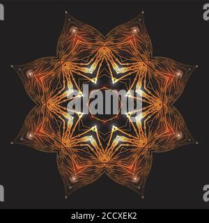 Golden mandala with sparkles on a dark background. Vector pattern for your creativity Stock Vector