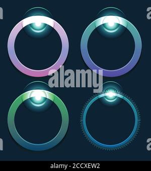 Set of glowing round sliders. Vector element for web sites, banners and your design Stock Vector