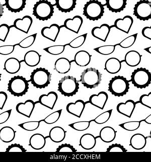 Seamless texture with glasses on diagonal. Vector background for your creativity Stock Vector