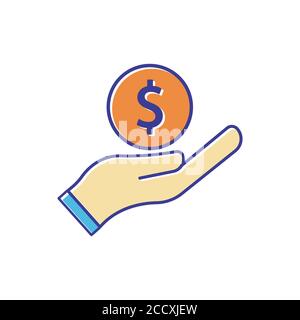 Charity flat icon illustration, to commemorate the international day charity. Design template vector Stock Vector