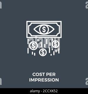 Cost Per Impression Related Vector Thin Line Icon Stock Vector