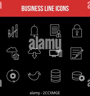 Unique Business Line icon set Stock Vector