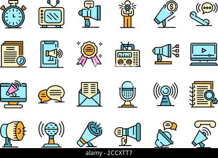 Announcer icons set vector flat Stock Vector