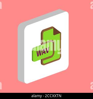WAV document Simple vector icon. Illustration symbol design template for web mobile UI element. Perfect color isometric pictogram on 3d white square. Stock Vector
