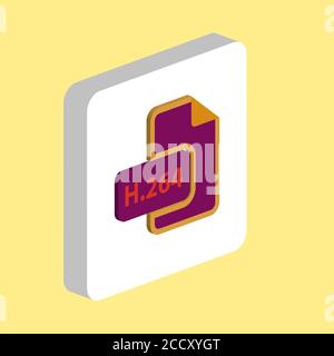 H.264 document Simple vector icon. Illustration symbol design template for web mobile UI element. Perfect color isometric pictogram on 3d white square Stock Vector