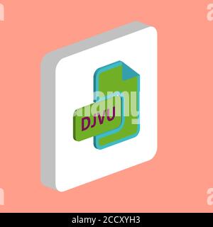 DJVU document Simple vector icon. Illustration symbol design template for web mobile UI element. Perfect color isometric pictogram on 3d white square. Stock Vector