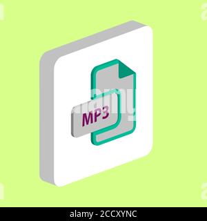 MP3 document Simple vector icon. Illustration symbol design template for web mobile UI element. Perfect color isometric pictogram on 3d white square. Stock Vector