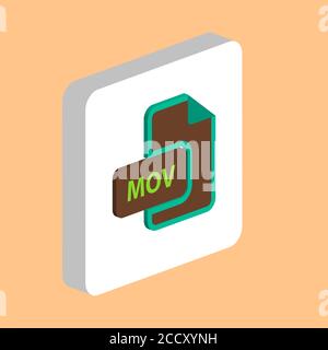 MOV document Simple vector icon. Illustration symbol design template for web mobile UI element. Perfect color isometric pictogram on 3d white square. Stock Vector