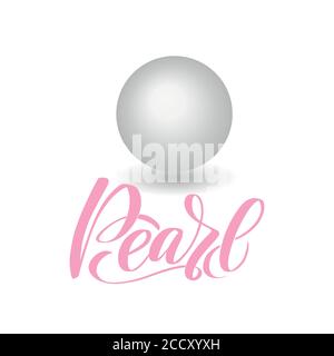 Vector illustration of single shiny natural white sea oyster pearl  Stock Vector