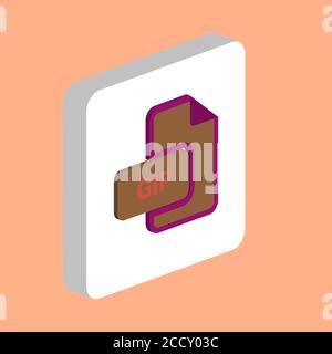 GIF document Simple vector icon. Illustration symbol design template for web mobile UI element. Perfect color isometric pictogram on 3d white square. Stock Vector