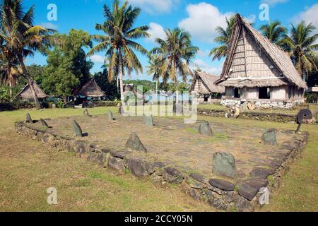 Museum village with traditional houses of the South Sea culture, Yap Island, Micronesia Stock Photo