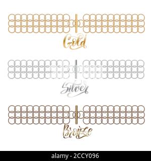 Metal bracelet for decoration design. Gold, silver, bronze  Stock Vector