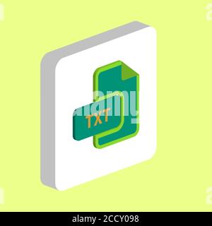 TXT document Simple vector icon. Illustration symbol design template for web mobile UI element. Perfect color isometric pictogram on 3d white square. Stock Vector