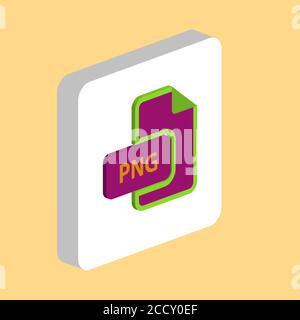 PNG document Simple vector icon. Illustration symbol design template for web mobile UI element. Perfect color isometric pictogram on 3d white square. Stock Vector