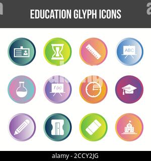Unique Education Glyph icon set Stock Vector