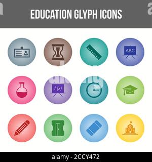 Unique Education Glyph icon set Stock Vector