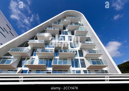 Futuristic apartment house Bolgen, The Wave, Vejle, Jutland, Denmark Stock Photo