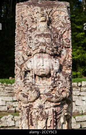 Stela H, the Great Plaza, Copan Archeological Park, Honduras Stock Photo