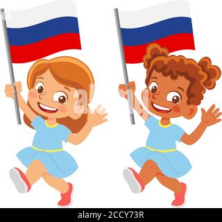 russia flag in hand set Stock Vector