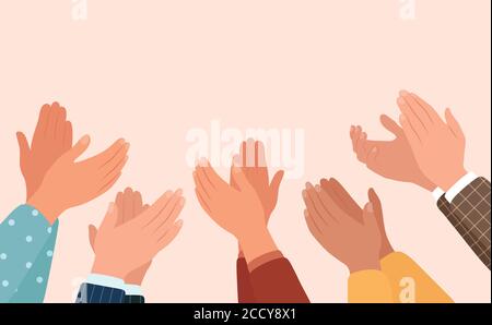 Clapping hands, different people applaud. Vector illustration in flat style Stock Vector