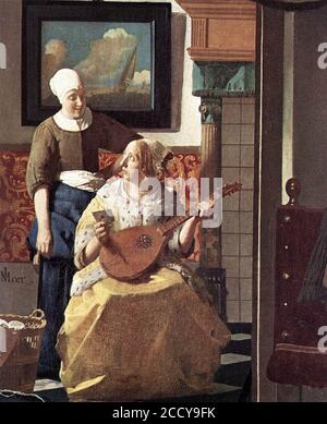 Johannes Vermeer - The Love Letter (detail) Stock Photo