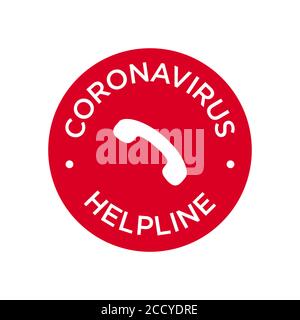 Coronavirus helpline icon. Covid-19 prevention. Symbol for Covid information and assistance telephone number. Stock Vector