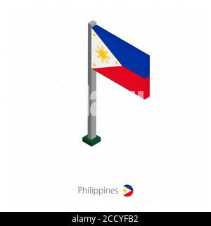 Isometric Illustration of Flagpole with Philippines Flag Stock Vector ...