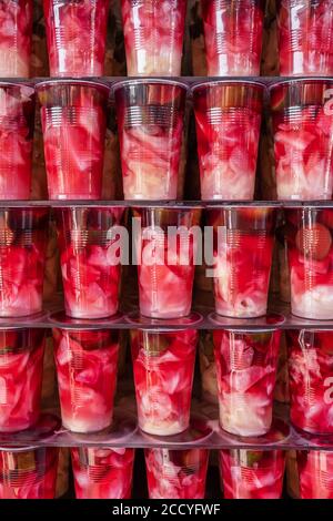 Red pickles close up on Eminonu square in Istanbul, Turkey. Stock Photo