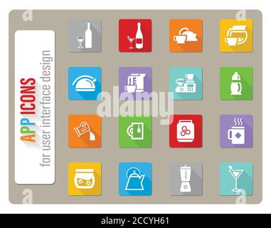utensils for beverages icon set Stock Vector