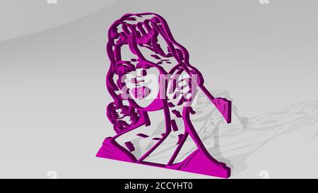 GIRL 3D icon casting shadow, 3D illustration Stock Photo