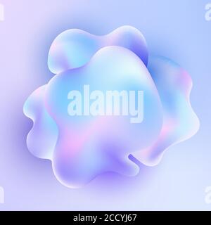 3D fluid or liquid flowing shape design element holographic background. Vector illustration Stock Vector