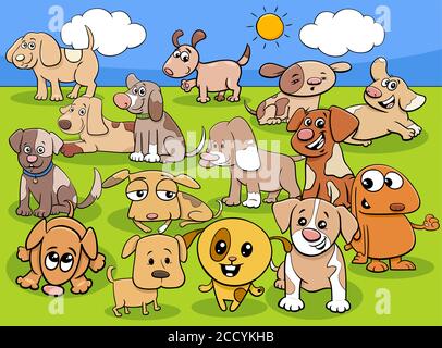 how many cartoon dogs animal characters counting game Stock Vector ...
