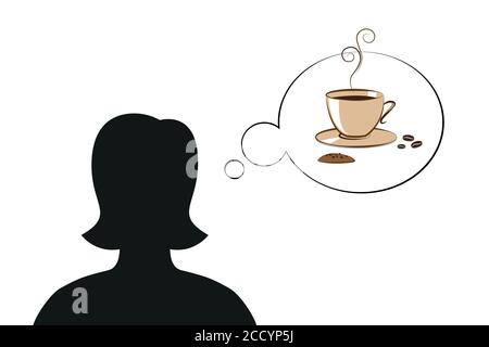 woman think about coffee silhouette vector illustration EPS10 Stock Vector