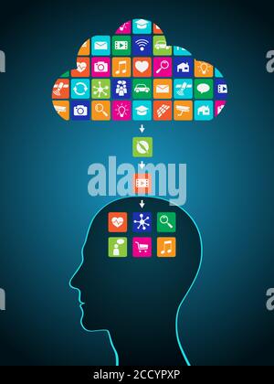 Change, replacement way of thinking, mind control, perception management Stock Vector