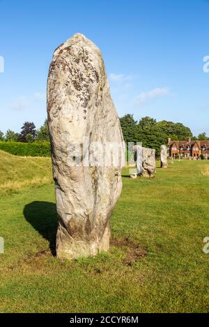 Standing stones in south west quadrant neolithic stone circle henge prehistoric monument, Avebury, Wiltshire, England UK Stock Photo