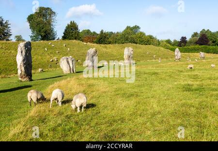 Standing stones in south west quadrant neolithic stone circle henge prehistoric monument, Avebury, Wiltshire, England UK Stock Photo