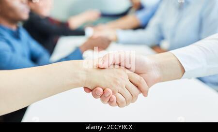 Business people shaking hands as a concept for agreement or greeting Stock Photo