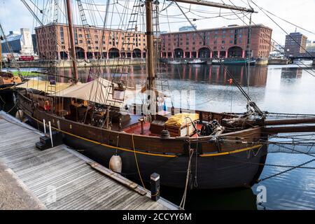 Tall Ship Zebu tied up in Royal Albert Dock, Liverpool, England, UK Stock Photo