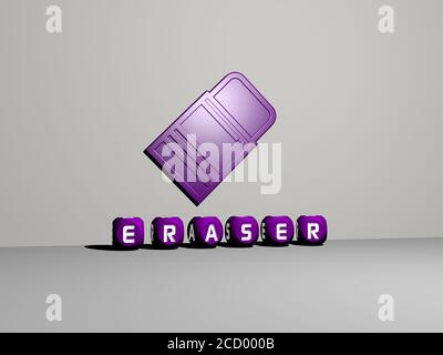 Realistic 3D rendering eraser, on white background with soft shadows in ...