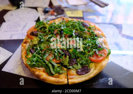 Bolivia La Paz - Street food vegetarian pizza Stock Photo