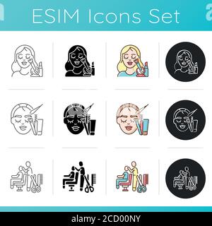 Beauty salon procedures icons set Stock Vector