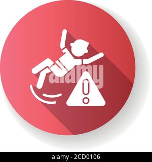 Be careful red flat design long shadow glyph icon Stock Vector