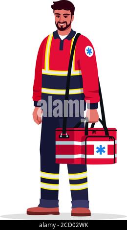 Paramedic semi flat RGB color vector illustration Stock Vector