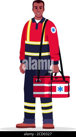 Paramedic semi flat RGB color vector illustration Stock Vector