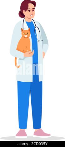 Veterinarian semi flat RGB color vector illustration Stock Vector