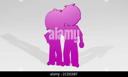 BOY AND GIRL 3D icon casting shadow, 3D illustration Stock Photo